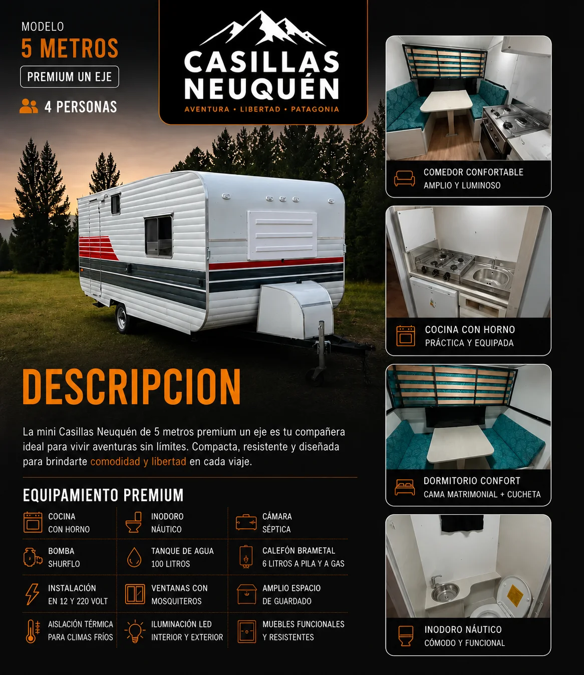 Poster Casilla 5 metros un eje 4 personas